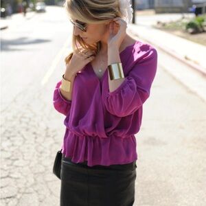 Joie Silk Blouse Fuchsia Size Small as seen on cupcakes and cashmere